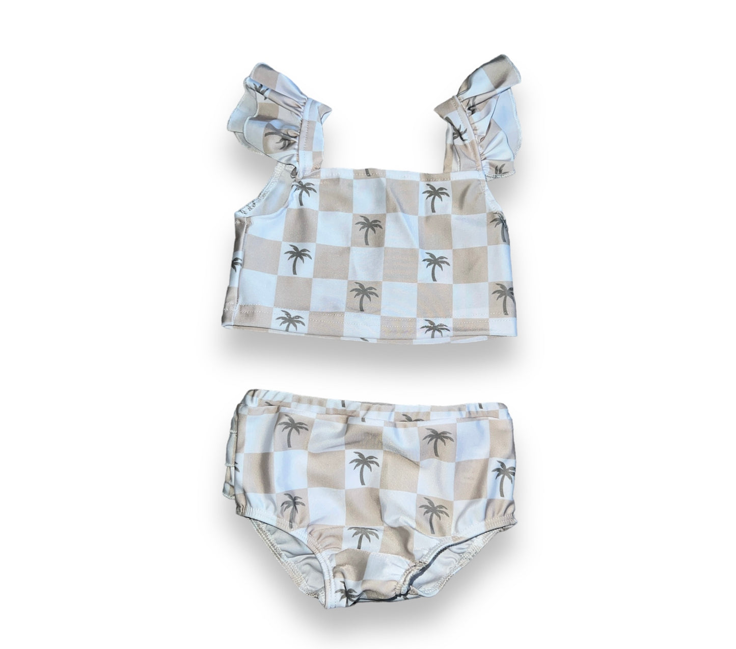 Checkered Palms Ruffle Bottom Swimsuit