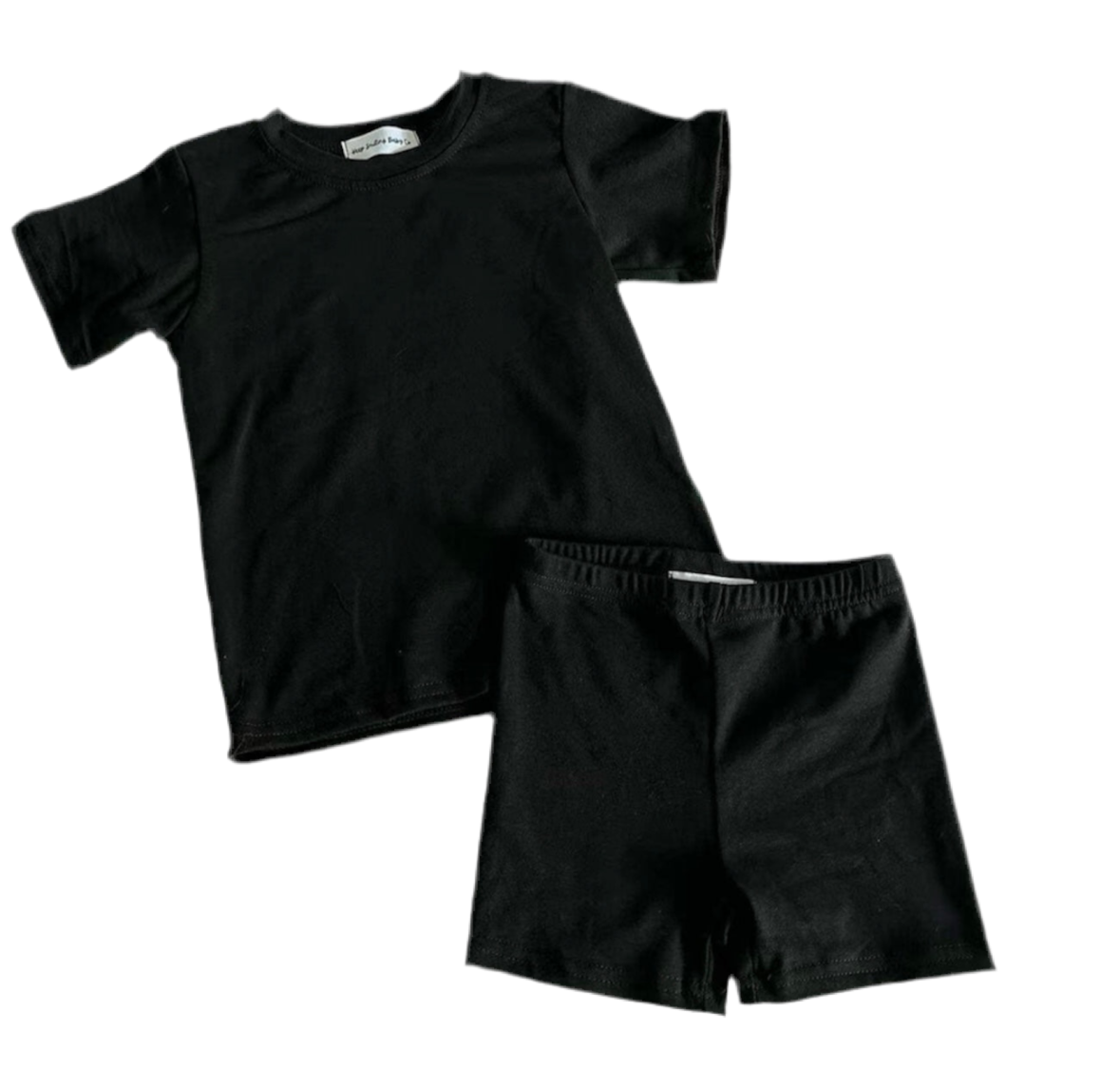 Black Bike Shorts & Tee Set