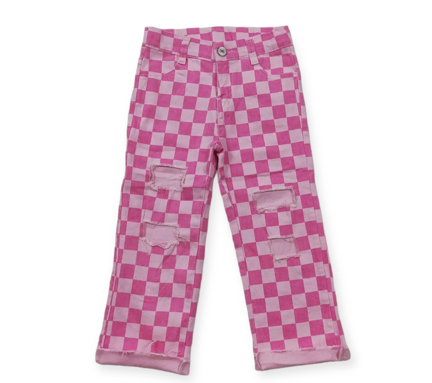 Pink Checkered Jeans