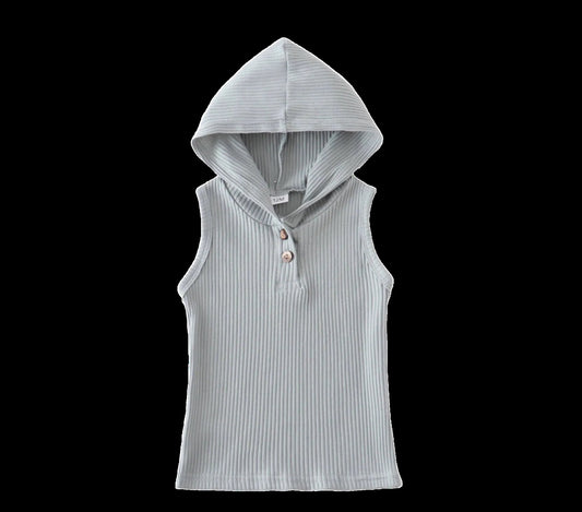 Ribbed Sleeveless Hoodie